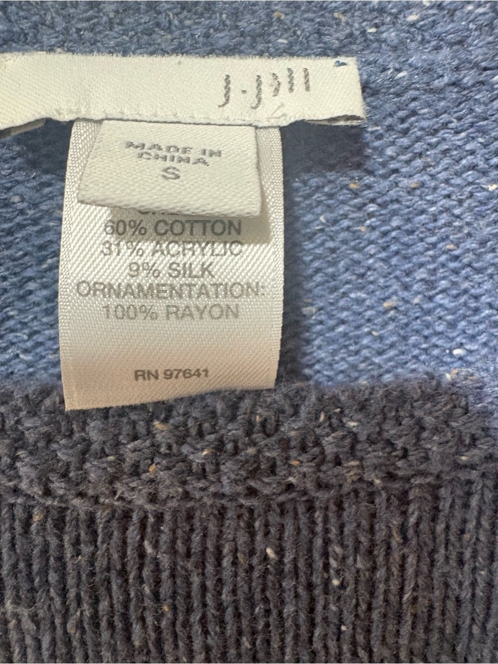 J. Jill Blue Crewneck Sweater with Stripe Inset - Picture 4 of 5